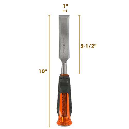 Buck Bros. 74816 1-Inch Wood Chisel, Full Tang Wood Carving Tools, Woodworking Tools for Carpentry, Trim Work, and DIY Projects, Hardened Steel Blade, Beveled Edge, Durable Non-Slip Handle - size: 1-Inch