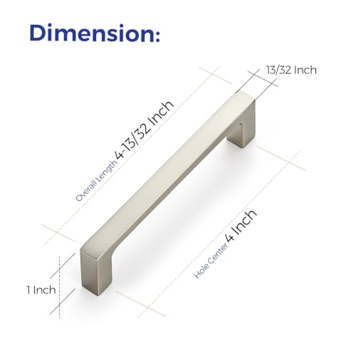 Ravinte Brushed Nickel Kitchen Cabinet Solid Handles,4 Inch,5 Pack - color: Brushed Nickel, size: 4 Inches Hole Center