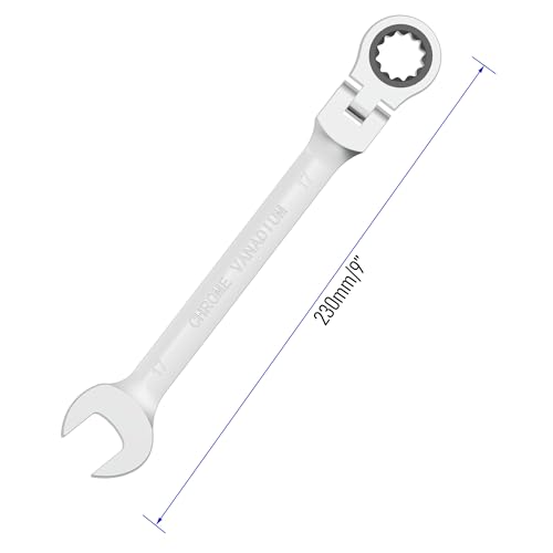 17mm Flex-Head Ratcheting Combination Wrench, 17mm Metric - size: 17mm