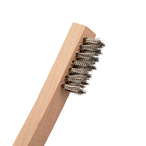 Steelman Stainless Steel 1200-Bristle Count Wire Brush for Mechanics and Painters, Removes Rust and Paint from Metals, Wood Handle, 10 Pack - style: 1200 Bristle Count Wire Brush-10 pack