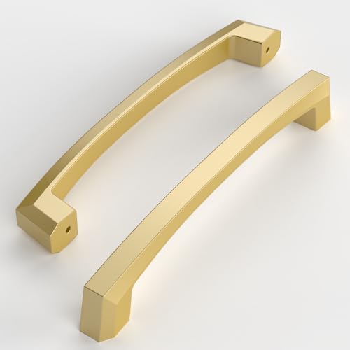Amerdeco 10 Pack Brushed Gold Cabinet Pulls 6 Inch(152MM) Hole Centers Kitchen Cabinet Handles Hardware Kitchen Handles for Cupboard Handle ZH0032 - color: Brushed Gold, size: 6"/152MM Hole Center