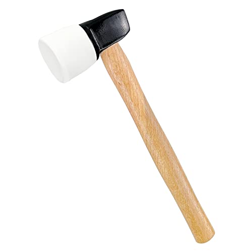 C&T White Rubber Flooring Mallet with Replaceable Head,Non-Marring Head, Wood Handle, 1 Replacement head - style: Wood+1 Replacement head