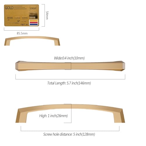 Amerdeco 10 Pack Champagne Bronze Cabinet Pulls 5 Inch(128MM) Hole Centers Kitchen Cabinet Handles Hardware - color: Champagne Bronze, size: 5"/128MM Hole Center
