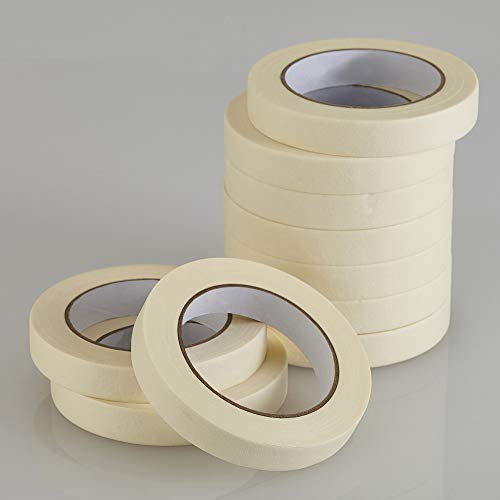Lichamp Masking Tape 10 Pack General Purpose Beige White Color, 0.75 inch x 55 Yards x 10 Rolls (550 Total Yards), for Painting, Home, Office, School Stationery, Arts, Crafts etc. (3004) - size: 0.71 inch