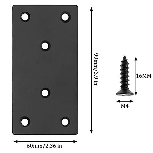 Bonsicoky 8Pcs Flat Straight Brace Brackets, 3.9 x 2 / 100 x 50mm - size: 4" x 2" - 8 PCS, style: Black