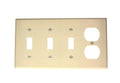 Leviton 4-Gang 3-Toggle 1-Duplex Device Combination Wallplate, Standard Size, P38-T, Light Almond - color: Light Almond
