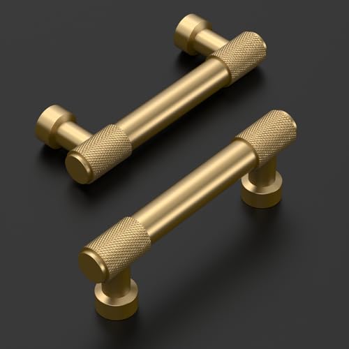 Amerdeco 10 Pack Champagne Bronze Knurled Cabinet Pulls 3 Inch(76mm) Hole Center Kitchen Cabinet Handles Drawer Pulls Cabinet Hardware ZH034 - color: Champagne Bronze, size: 3"/76MM Hole Center