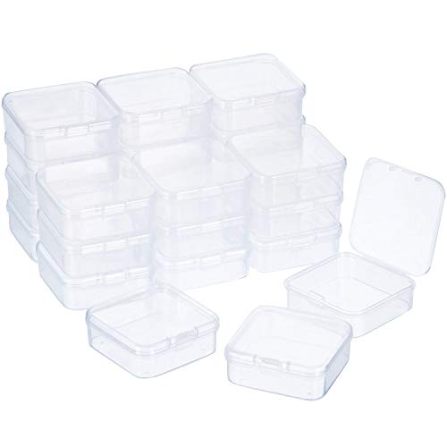 SATINIOR 24 Packs Small Clear Plastic Beads Storage Containers Box with Hinged Lid for Storage of Small Items, Crafts, Jewelry, Hardware (2.9 x 2.9 x 1 in) - size: 2.9 x 2.9 x 1 in