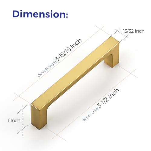 Ravinte Brushed Gold Kitchen Cabinet Solid Handles,3-1/2 Inch,5 Pack - color: Brushed Gold, size: 3-1/2 Inches Hole Center