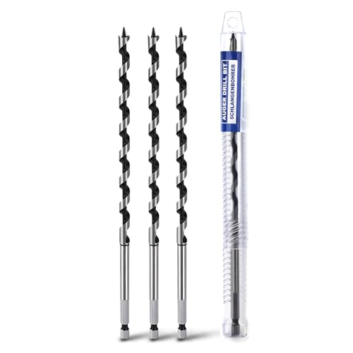 3 Pack 1/4" X 9" Auger Bit for Wood, 6x230mm Hex Long Auger Drill Bit - size: 1/4" (6mm)diameter, style: 9 inch / 230mm Length