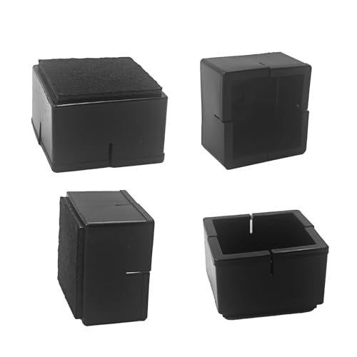 12PCS PVC Square Chair Leg Protectors with Felt Bottom, Non-Slip Furniture Pads for Hardwood Floors, Quiet Table Feet Caps Covers, Fits 1.65"-1.88" (42-48mm) - Black - size: 42-48mm/Black