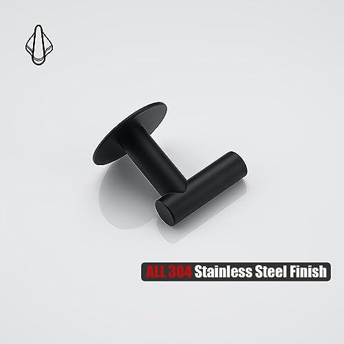 JQK Self Adhesive Towel Hook Black, No Drill Stick on Coat Robe Clothes Wall Hook for Bathroom Kitchen Garage 2 Pack, 304 Stainless Steel Matte Black, ATH110-PB-P4 - color: Matte Black, size: 4 Pack