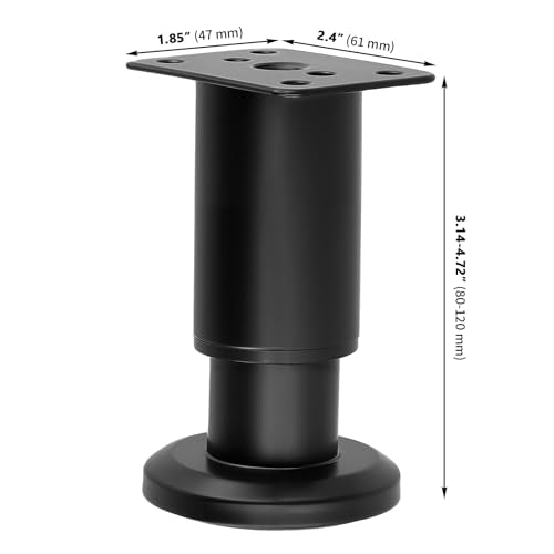 8 PCS Adjustable Metal Furniture Legs 3.15-4.72 Inch, Heavy Duty Replacement Support Legs with Screws for Sofa, Bed,Dining Table, Cabinet Reinforcement
