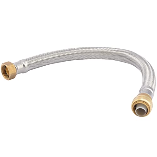 SharkBite 3/4 Inch x 3/4 Inch FIP x 18 Inch Stainless Steel Braided Flexible Water Heater Connector, Push To Connect Brass Plumbing Fitting, PEX Pipe, Copper, CPVC, PE-RT, HDPE, U3088FLEX18LF - size: 18 in, style: SharkBite