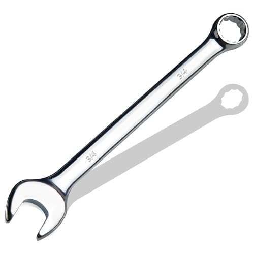 3/4" SAE Combination Wrench, CR-V Steel with Mirror Polish, 12-Point Design, 15-Degree Offset, Perfect for Auto Repair, Household, Car & Truck Emergency - size: 3/4"