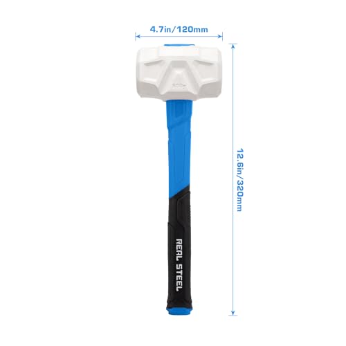 Real Steel Rubber Mallet Hammer 24 OZ White Rubber Hammer with Solid Head, Double-faced Mallets for Flooring, Woodworking, Camping, Automotive 0320 - size: 24 Oz