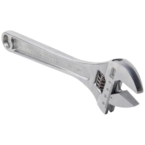 Klein Tools 507-10 Adjustable Wrench, Extra Capacity Jaw Forged Drive Wrench with High Polish Chrome Finish, 10-Inch