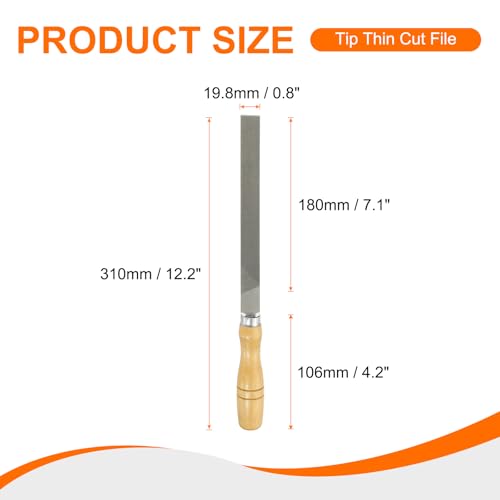 HARFINGTON 3pcs Flat Cut File 8" Double Cut Teeth High Carbon Steel Hand Rasp File with Wood Handle for Metal Wood Deburring Removing - size: 8"