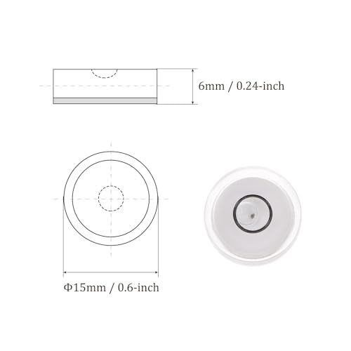 5pcs Small Circular Bubble Spirit Levels - [15mm Diameter 6mm Thickness] Mini Round RV Level Leveling Tools for Travel Trailer Turntable Camera, White - color: White, size: 15mm x 6mm