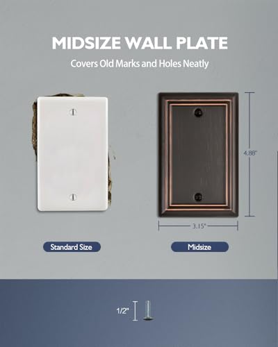 Switch Plates Outlet Covers, 2-Pack Metal Wall Plates, Aged Bronze - color: Aged Bronze, size: 1 Blank 2PK