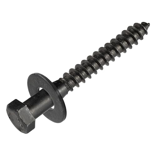3/8 x 3 (50 Pack) Lag Screw Kit, 50 Screws and 50 Washers, Ceramic Black Ruspert Coating for Exterior Use, Meets ASTM A307 and ASME B18.2.1, Industrial/Commerical Grade by Makers Bolt - size: 3/8 x 3