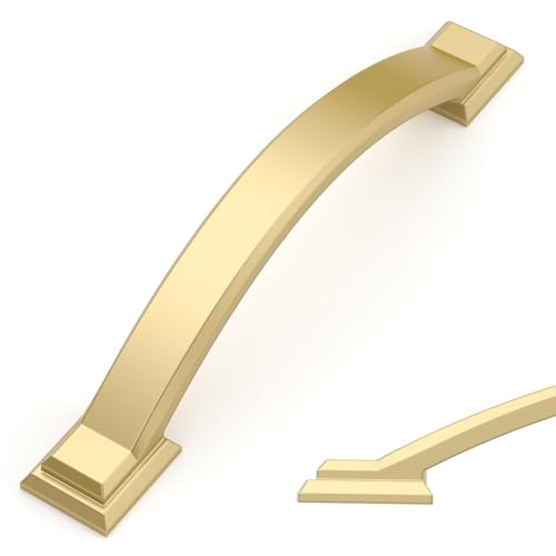 Amerdeco 10 Pack Brushed Gold Cabinet Pulls 4" - color: Brushed Gold, size: 4" hole center