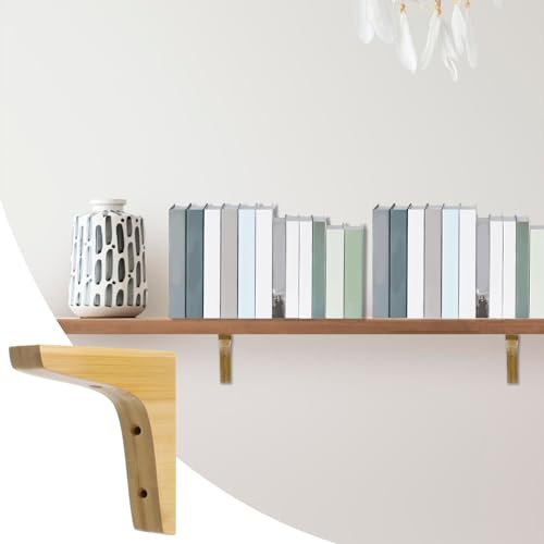 Antrader 2PCS L Shape Wooden Shelf Brackets,5.1"×5.1"×0.8",Light Brown - color: Light Brown, size: 5.1"×5.1"×0.8",2pcs