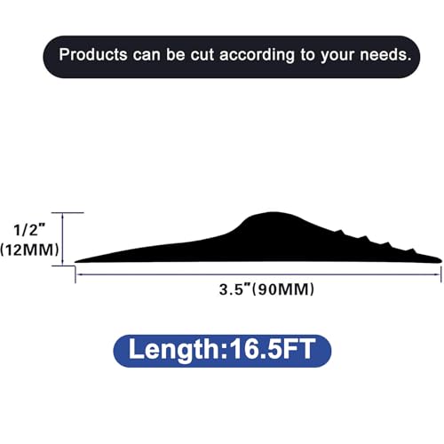 ToLanbbt 16.5Ft/5M Universal Garage Threshold Seal Strip with 300ml Black Adhesives, Garage Door Bottom Weatherproof Strip Rubber DIY Weather Stripping Replacement (Black) - color: Black, size: 16.5 Ft (incl. 2 adhesives)