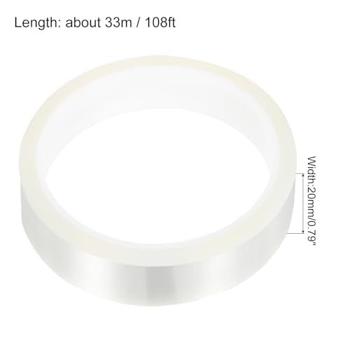 uxcell Clear Heat Tape, 1 Roll 20mmx33m 108ft High Temperature Heat Resistant Tape for Sublimation,Heat Vinyl Press,Heat Transfer, Circuit Board, No Residue - color: Clear, size: 20mmx33m
