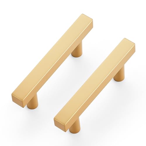 Ravinte Champagne Gold Handles Square Cabinet Hardware 2-1/2 Inch 10 Pack - size: 2-1/2" Hole Center