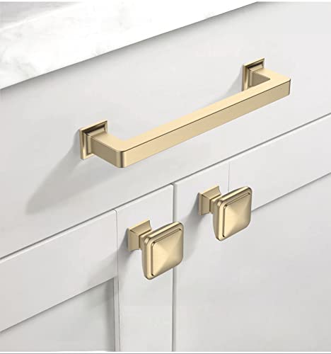 Asidrama 10 Pack 5 inch Brushed Brass Kitchen Cabinet Handles | Heavy-Duty Solid Zinc, 2 Screw Sizes, 5" Hole Center(128mm), Cupboards, Drawers, Dressers, Furniture, Hardware - color: Brushed Brass, size: 5" Hole Center(128mm)