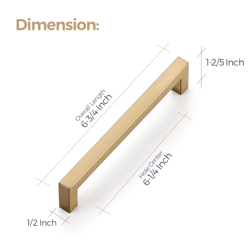 Ravinte Champagne Bronze Cabinet Handles Square Pulls 6-1/4 Inch 30 Pack | Stainless Steel, Square Bar Grip, Drawer Pulls, Kitchen Cabinet Hardware, For Cupboards, Drawers, Dressers, Cabinets - color: Champagne Bronze