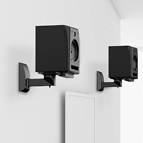 WALI Speaker Wall Mount, Surround Sound Speaker Stand with Adjustable Swivel Tilt Angle, Large Bookshelf Speaker Wall Mount for Living Room, Home Theater, Hold up to 66 Lbs, (SWM201XL), 2 Pack, Black - size: Larger