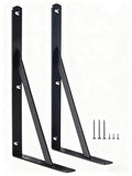 2 Pack L14 x H 10" Black Heavy Duty Shelf Brackets with Screws Metal Shelf Brackets Shelf Support Angle Brackets for Shelves L Brackets Heavy Duty Floating Shelf - size: 14''x10'', style: 2 Pack-Black