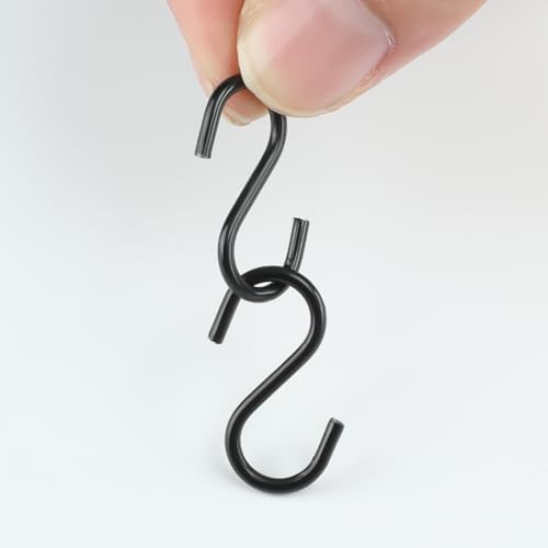 Senkary 100 Pieces 1 Inch Mini S Hooks Small S Hooks Stainless Steel S Shaped Hooks for Ornaments, Jewelry and Hanging (Black) - color: Black, size: 1 Inch