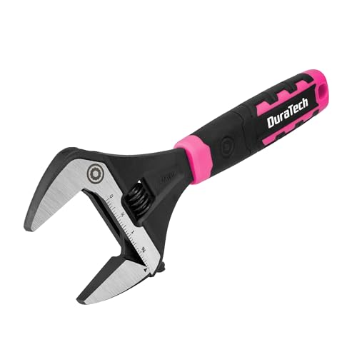 DURATECH 10-Inch Wide Jaw Adjustable Wrench - color: Black & Pink, size: 10-Inch