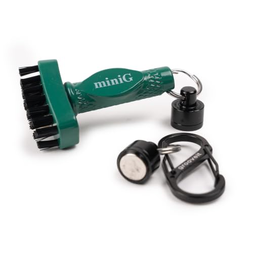 Grooveit Green Mini Golf Brush The MiniG 'Dry Scrubber' Features A Detachable Magnet, Heavy-Duty Nylon Bristles, and 3-Yr Warranty - Used On All Professional Golf Tours - Golf Accessory of 2023 - color: Green