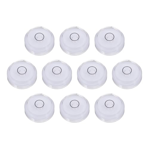 PATIKIL 10pcs Round Bubble Level 30x10mm Mini Circular Bullseye Spirit Levels Measuring Layout Tools for Leveling Camera Tripod Telescope Workshop Turntable Pictures Frame, White