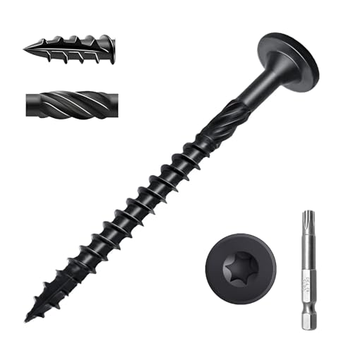 6 Inch Structural Wood Screws 50Pcs Black | Deck Screws, Rust Resistant Timber Screws for Timber/Log/Landscapi ng Wood, with T30 Star Bit (#14 x 6) - color: Black, size: #14×6"