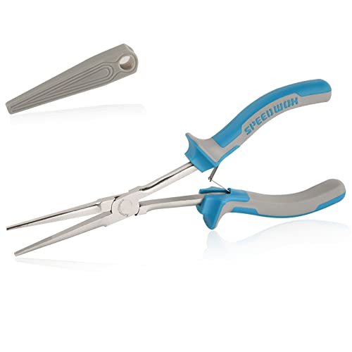 SPEEDWOX Long Reach Extra Long Needle Nose Pliers With Teeth Wire Looping Pliers for Jewelry Making, Protective Cover For Narrow Space - style: Upgrade Needle Nose Pliers with Teeth
