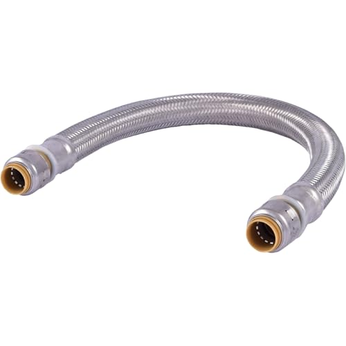 SharkBite Max 1/2 Inch x 1/2 Inch x 18 In. Braided Flexible Repair Coupling Hose, Push-to-Connect Brass Plumbing Fitting, UR3008FX18 - size: 1/2 in. x 1/2 in. x 18 in., style: SharkBite Max