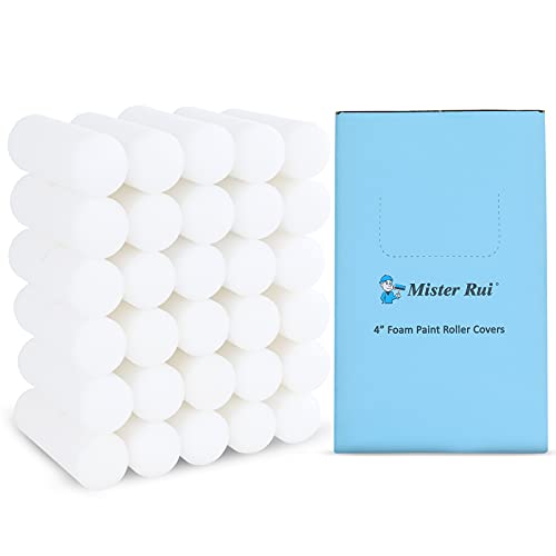 Mister Rui 30 Pack 4 Inch Foam Paint Roller Covers - color: 30 Pcs 4" Foam Roller Cover