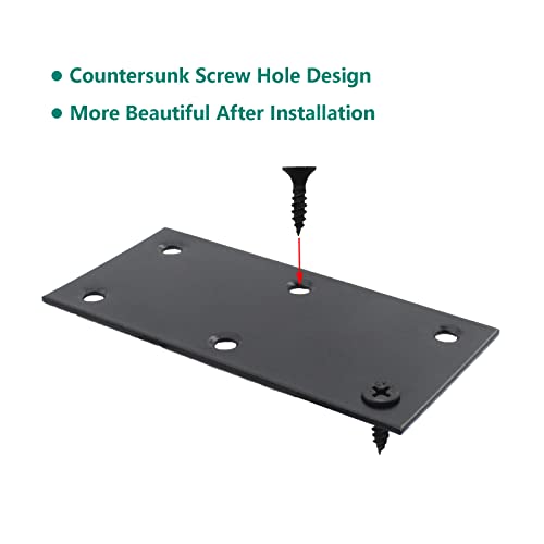 4 Pack Flat Straight Brace Brackets, ULIFESTAR Black Stainless Steel Mending Bracket Plate Metal Shelf Support Fixing Joining Plate for Furniture,Wood,Shelves,Cabinet with Mounting Screws - size: 100 x 48 x 2 mm