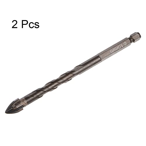 HARFINGTON 2pcs Titanium Coated Masonry Drill Bit, 10mm Concrete Drill Bits Ceramic Tile Drill Bit with 1/4" Hex Shank for Ceramic Tile Marble Mirror Glass Concrete Brick Plastic Wood - size: 10mm x 120mm