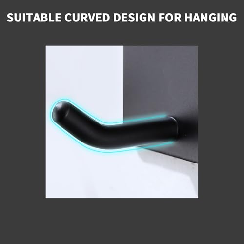 DELITON 6 Pack Towel Hooks for Hanging, Adhesive Hooks Stick on Wall for Bathroom Kitchen Heavy Duty Stainless Steel, Black - color: Black-6