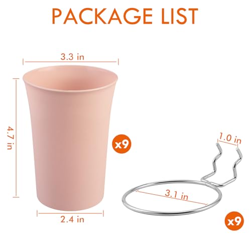 Pegboard Cups With Loops, 9 Pack Pink Peg Board Pencil Holder Organizer - color: Pink