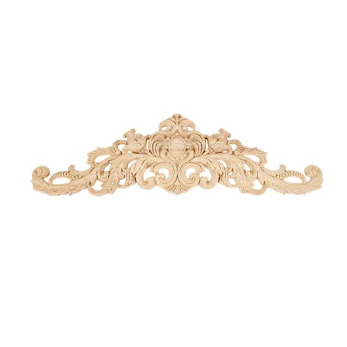1Pc Long Wood Carved Appliques Onlays Unpainted Wooden Carving Decals - color: 1-pack, size: 11.81 x 3.15 inches