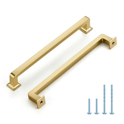HOME EDIT Brushed Gold Cabinet Handles Zinc Pulls 7 Inch 5 Pack - color: Brushed Gold, size: 7 inches Hole Center