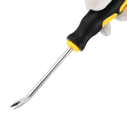 PATIKIL Upholstery Staple Remover, 4" V Curved Construction Staple Puller Staple Nail Tack Tool for Furniture Wooden Floor Photo Frame, Yellow - size: 4"