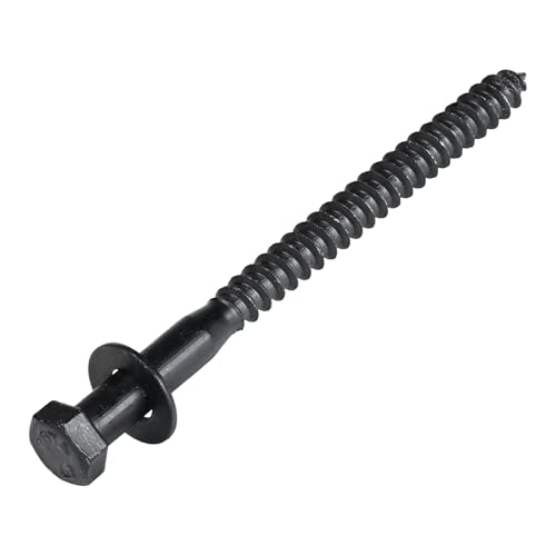 3/8 x 5 (50 Pack) Lag Screw Kit, 50 Screws and 50 Washers, Ceramic Black Ruspert Coating for Exterior Use, Meets ASTM A307 and ASME B18.2.1, Industrial/Commerical Grade by Makers Bolt - size: 3/8 x 5